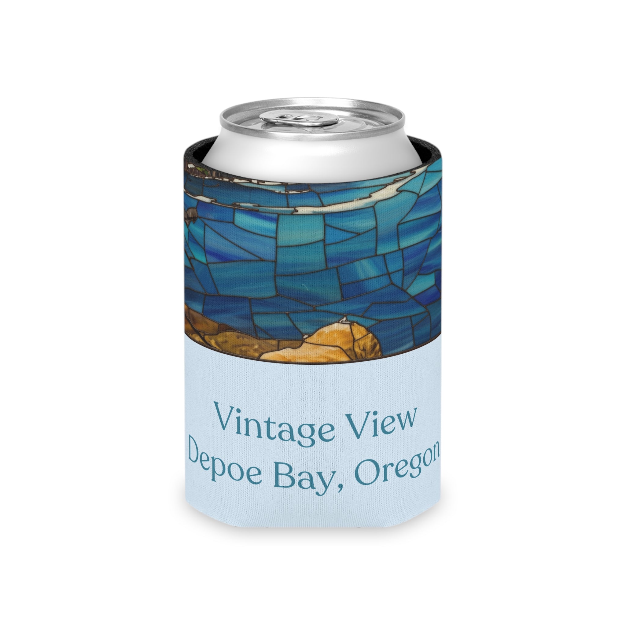 Vintage View Depoe Bay Can Cooler