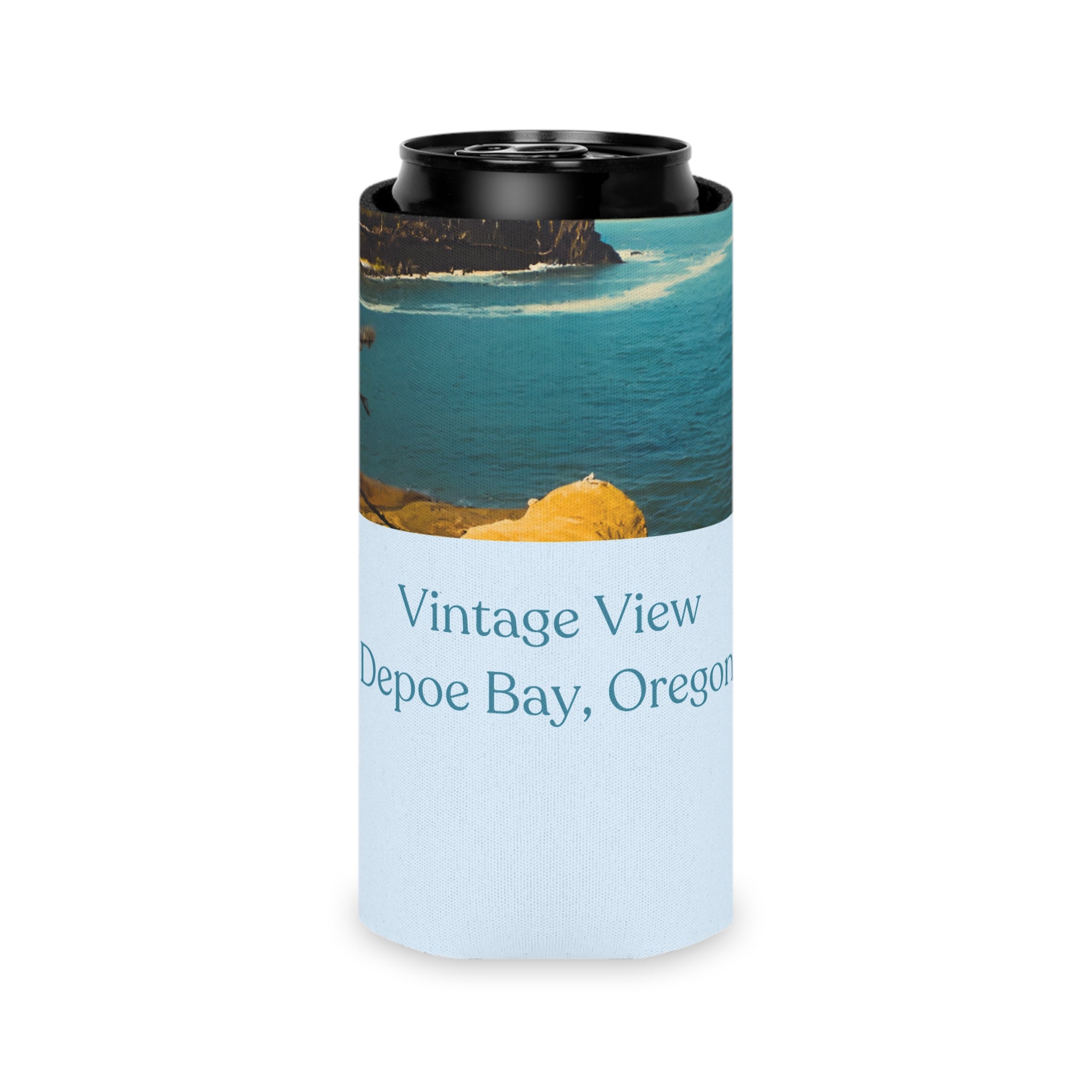 Vintage View Depoe Bay Can Cooler
