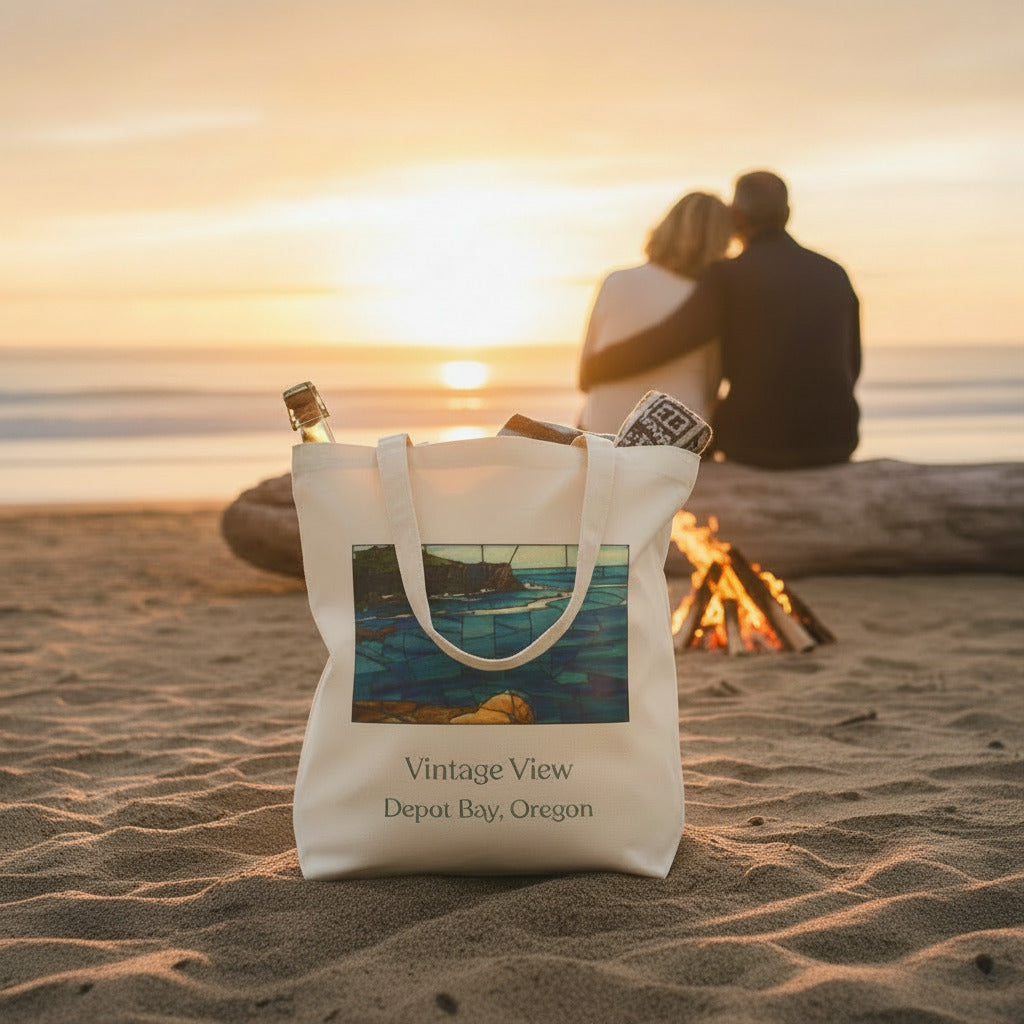 Vintage View Depot Bay Beach Tote