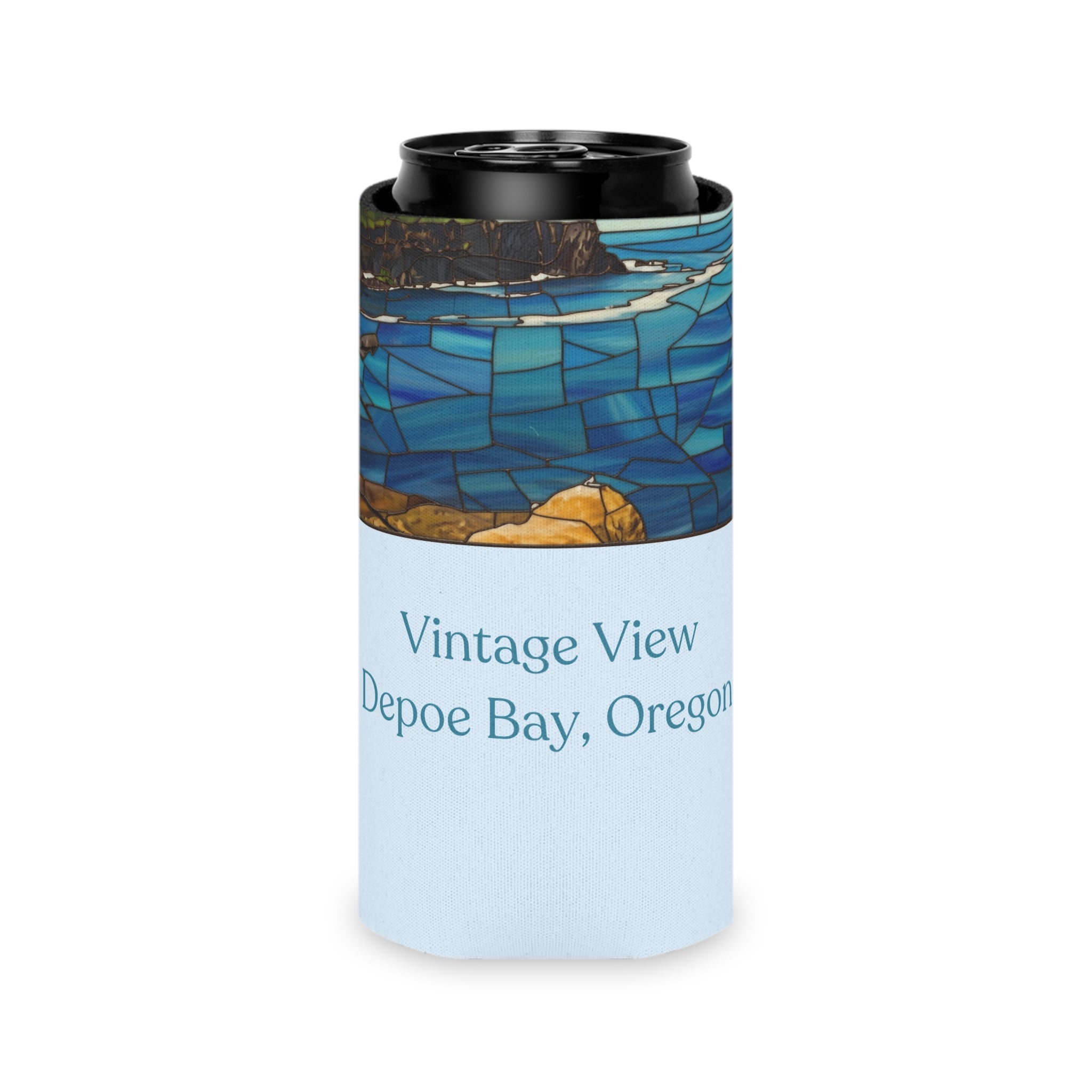 Vintage View Depoe Bay Can Cooler