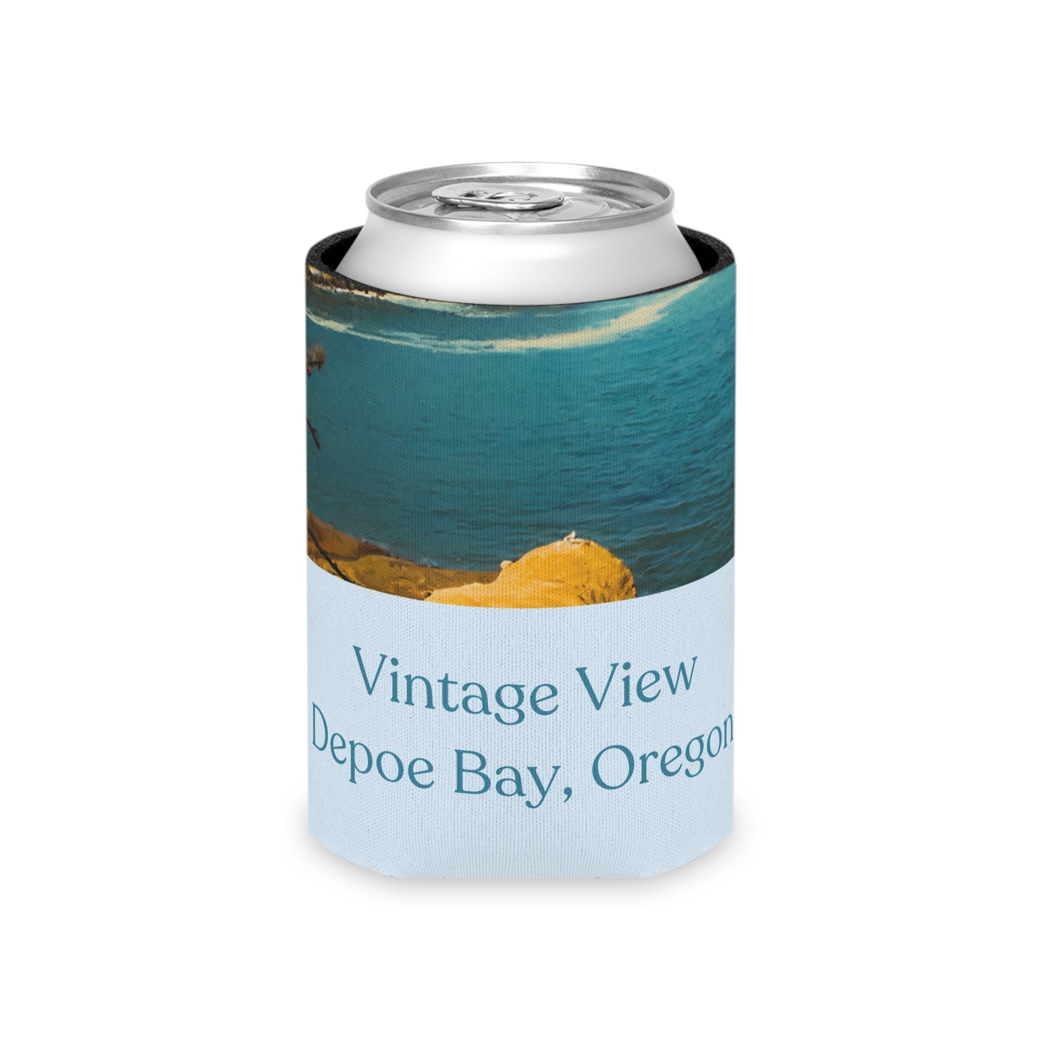 Vintage View Depoe Bay Can Cooler