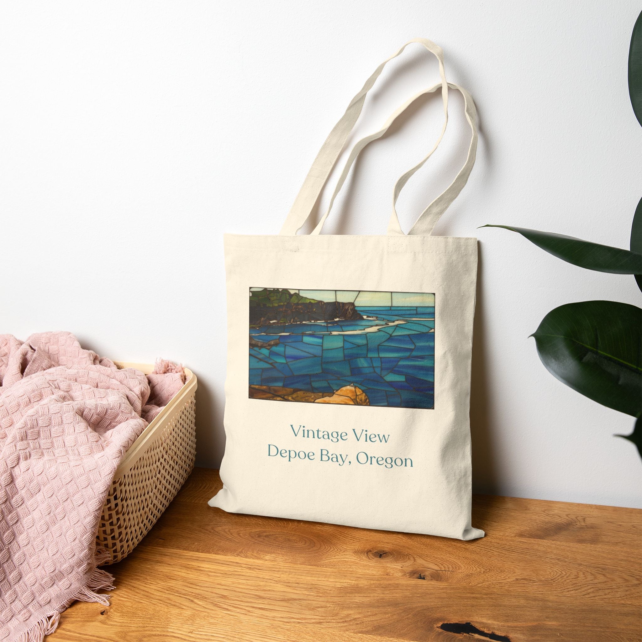 Vintage View Depoe Bay Beach Tote